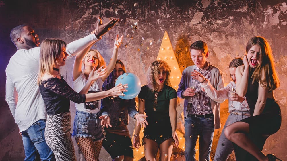 Evening view of decorated wedding venue